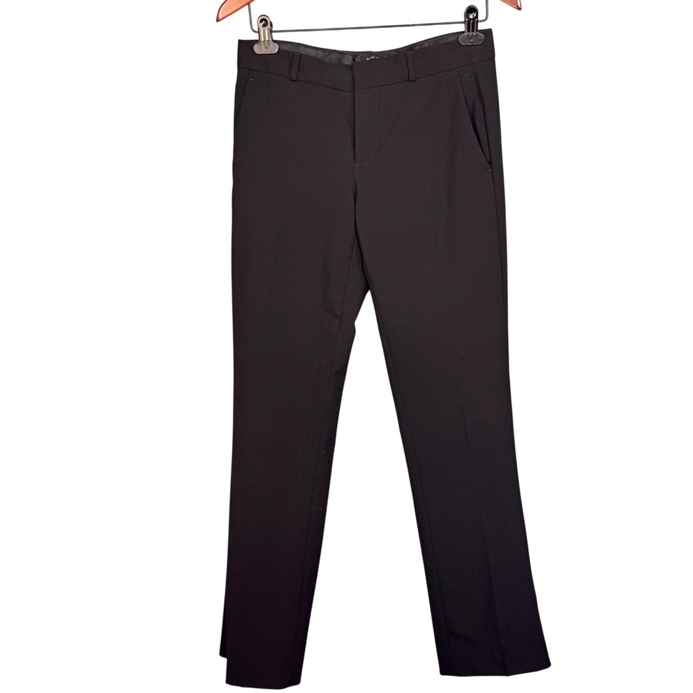 Banana Republic Logan Black Wool Blend Straight Leg Dress Pants Trousers Size 0